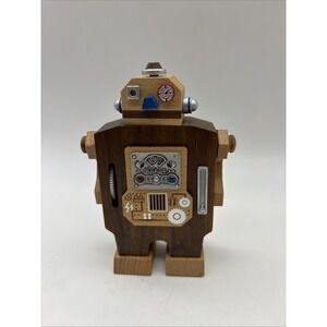 Wooderful Life Robot Wind Up Toy - Wooden Musical Box - Walking Pin Feet Music